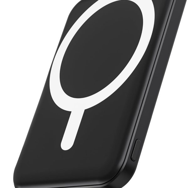 Battery Pack, 5000mAh Magnetic Power Bank with Type C Cable 20W PD Fast Charging Lighting Input Wireless Portable Charger for iPhone 16/15/14/13/12/ All Series Black
