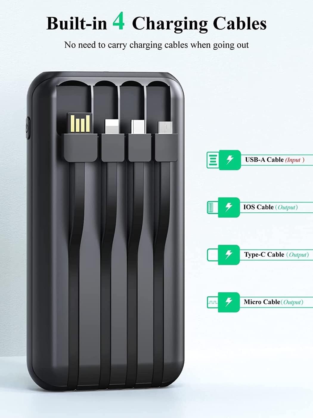 Power Bank Solar Portable Charger 40000mAh Power Bank Large Capacity Built in 3 Output and 1 Input Cables and Flashlight 5V3 1A Fast Charger Compatible with All rt Phones and Devices Image 2