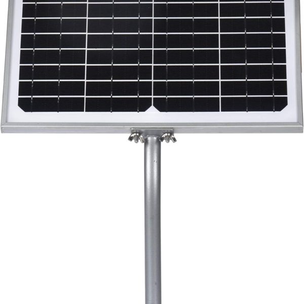 10 Watt Solar Panel Powered Charger Kit + Tubular Mount Bracket for Automatic Gate Opener, Electrical Fence, etc