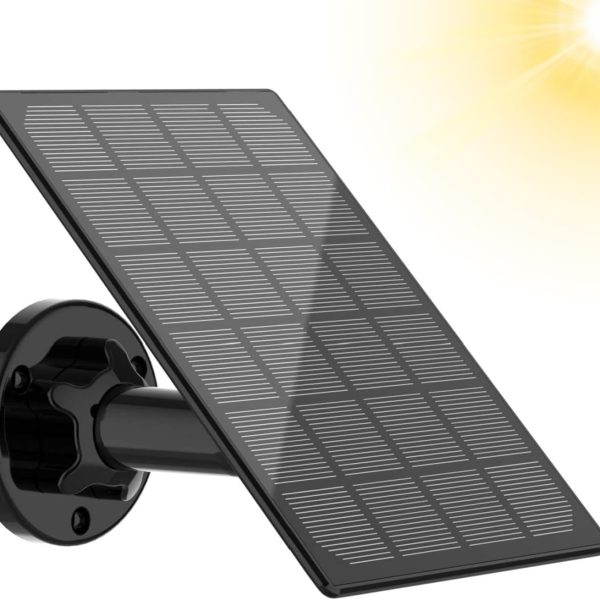 Solar Panel for Security Camera,5V 3 5W Solar Panel with USB & USB C Port, Continuously Power for Rechargeable Battery Camera,IP65 Waterproof,with 9 8ft Charging Cable
