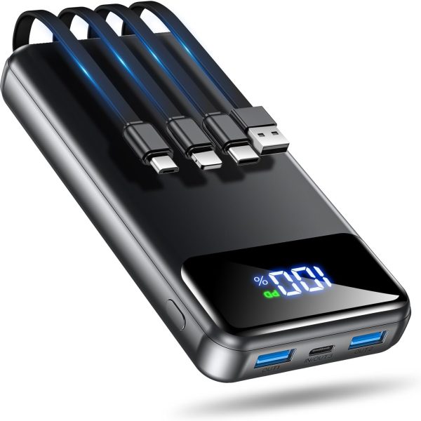 Portable Charger Power Bank 50000mAh Battery Pack, 22 5W Fast Charging PowerBank with Built in Cables,Travel Essential USB C Portable Phone Charger for iPhone Samsung Pixel Android iPad