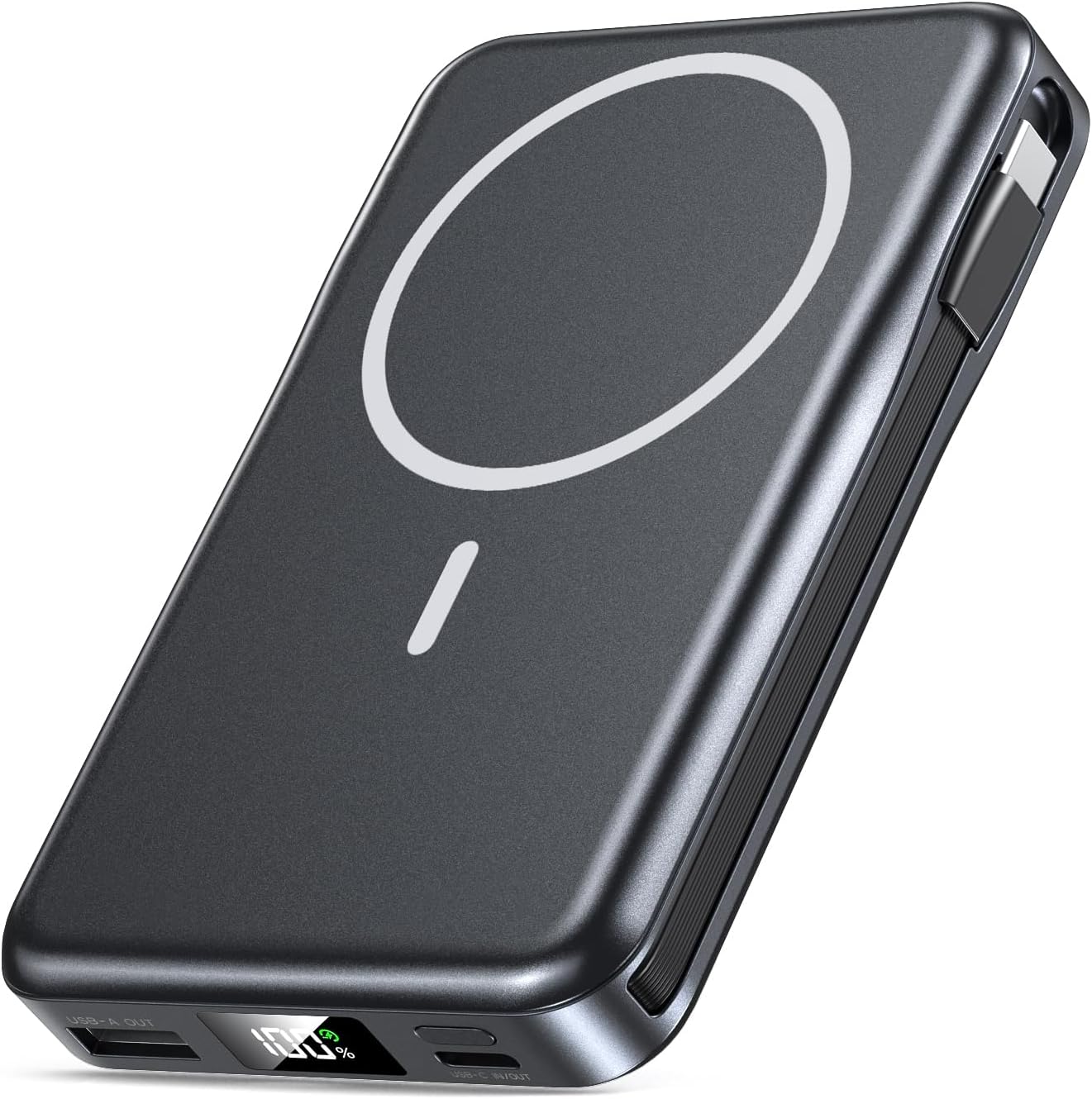 Magnetic Portable Charger, 10000mAh Power Bank, 5 in 1 Portable Charger with Built in Cable, 20W Fast Charging for Battery Pack Compatible with iPhone 16/15/14/13 Pro/Pro Max, Samsung Series