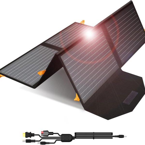 [Upgraded]  60W Portable Solar Panels Chargers QC3 0 USB A USB C  8mm Output Foldable IP65 Waterproof Power Emergency Camping for ll Power Station Generator Tablets Battery Packs