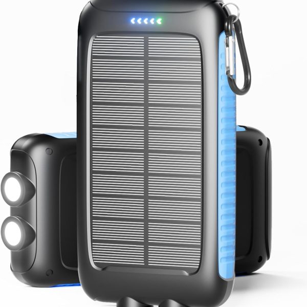 Solar Charger Power Bank 49800mAh   Portable Fast Charging Power Bank with Type C & Dual USB Ports, Compatible with iPhone, Samsung & More, Waterproof Solar Panel for Camping, Hiking, and Outdoor Use
