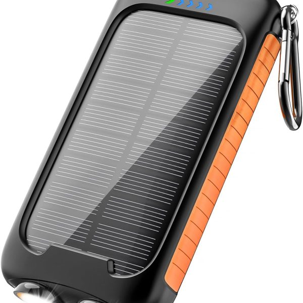 Solar Power Bank, Solar Charger, 38800mAh Outdoor Portable Charger, External Battery Pack 5V/3 1A Fast Charger Type C Ports with LED Flashlights, Perfect for Travel Camping