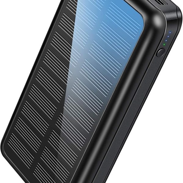 Portable Charger, Solar Power Bank 30000mAh with 2 USB 5V 2 1A Outputs, Compact External Battery Pack for Cell Phone Tablet Charging, Outdoor Camping, Vacation