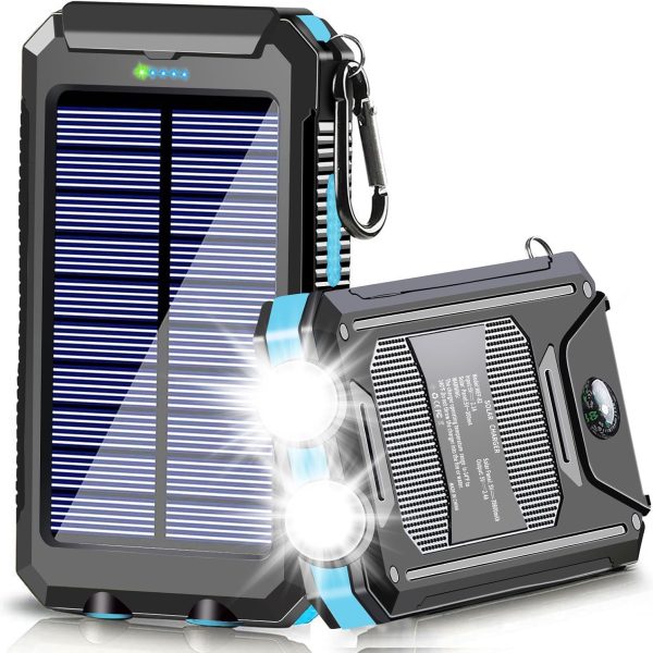 Solar Charger Power Bank, 39800mAh Portable Charger Fast Charger USB C Port Built in Led Flashlight and Compass for All Cell Phone and Electronic Devices