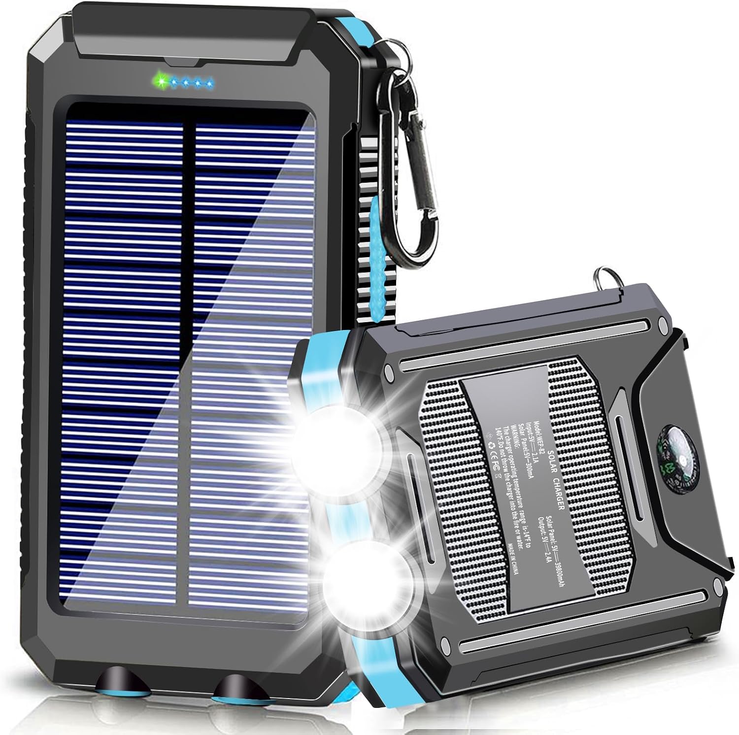Solar Charger Power Bank, 39800mAh Portable Charger Fast Charger USB C Port Built in Led Flashlight and Compass for All Cell Phone and Electronic Devices