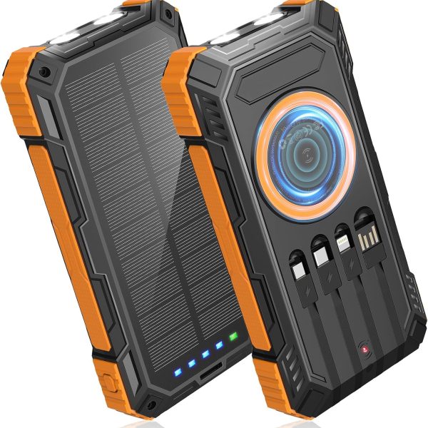 Power Bank Solar Charger,49800mAh Wireless Portable Charger with 4 Built in Cables,22 5W Fast Charging Battery Pack USB C in/Output PD+3 0 Portable Power Bank for All Cell Phones