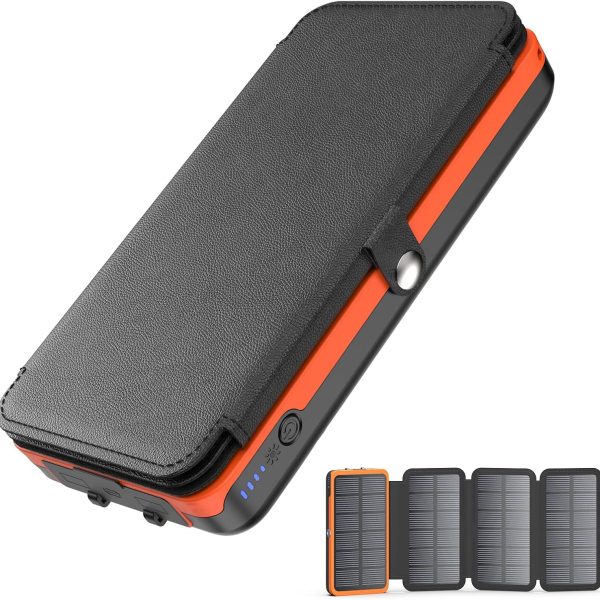 Solar Charger 27000mAh Power Bank 22 5W Fast Charging Portable Phone Charger with 4 Solar Panels USB C PD External Battery Pack with 3 USB Outputs for Cellphone Tablet