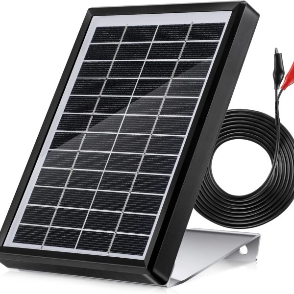 Solar Panel for Deer Feeder 6V 3 5W Waterproof Outdoor Solar Battery Charger with Metal Mounting Bracket Alligator Clip Feeder Solar Panel